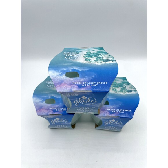 3 Glade Sky and Sea Salt Limited Edition 6.8oz 3 Wick Jar Candles Bsh - Picture 2 of 14